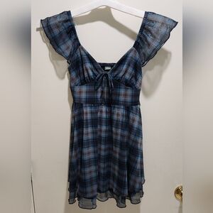Wild Fable Blue Plaid Mini Dress XXS